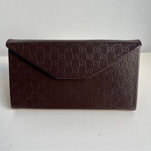 Gucci Monogram Leather Triangular Trifold Glasses Case